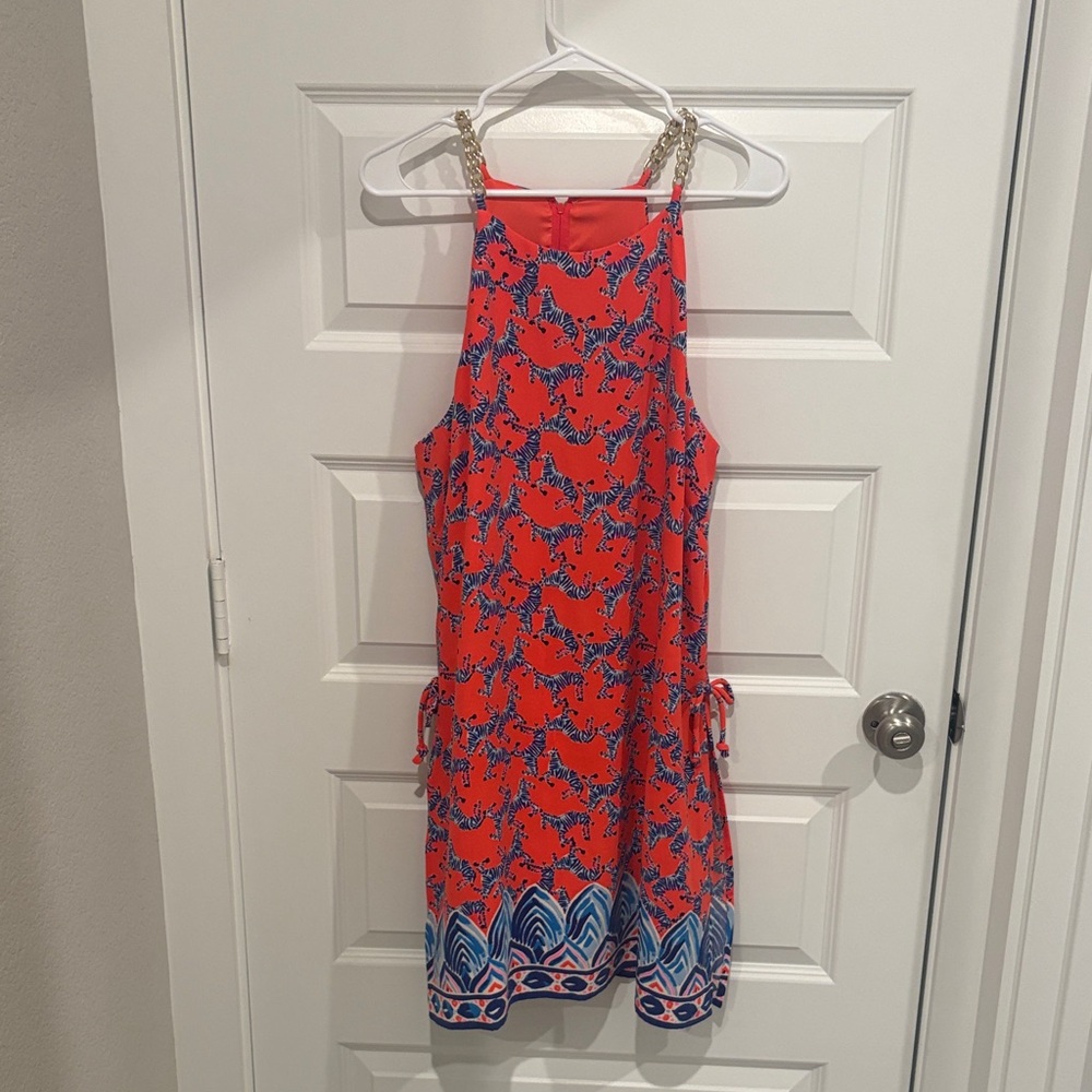 Lilly Pulitzer Coral & Blue Printed Halter Jumpsuit